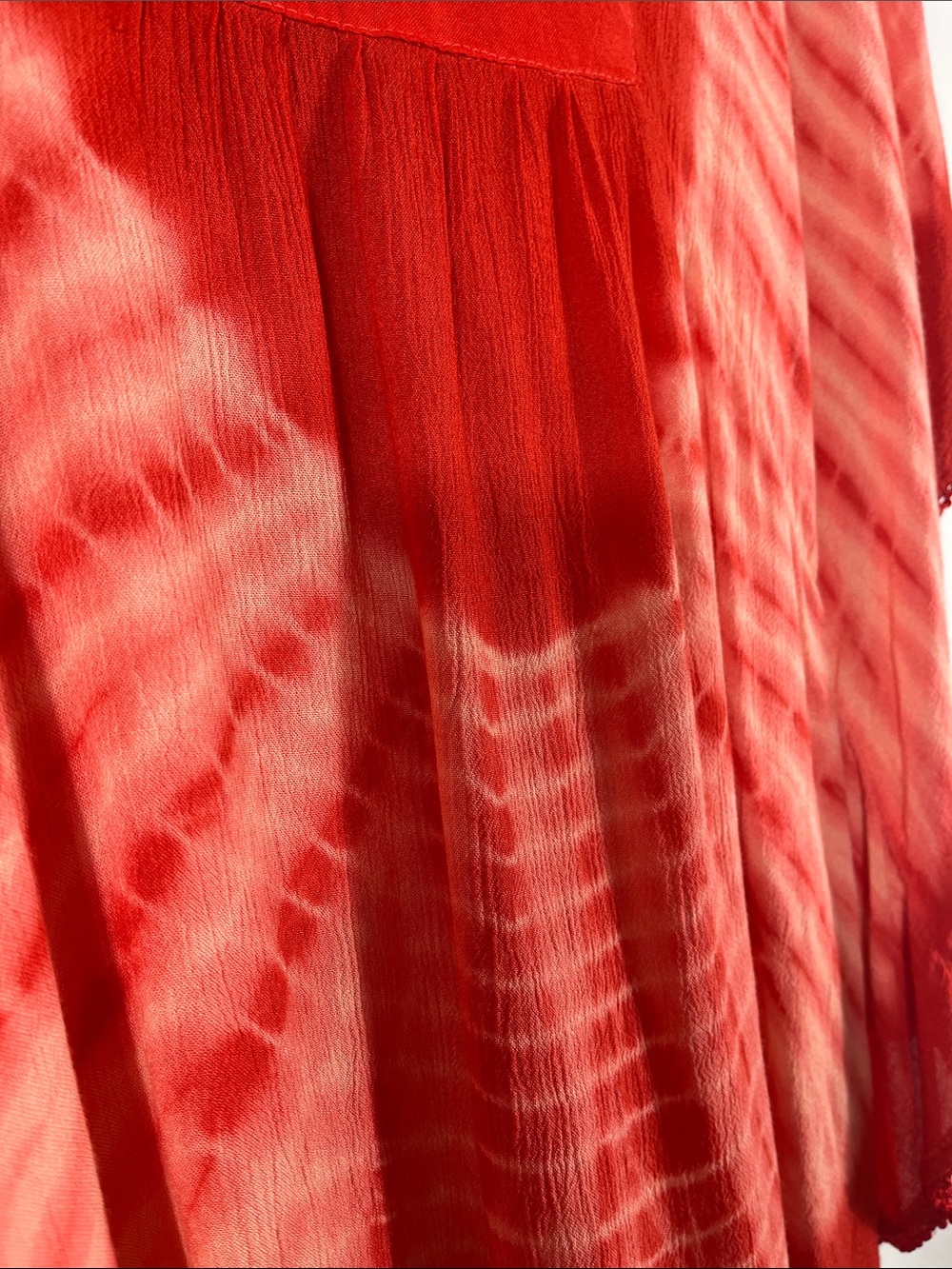 Advance Apparels Red Tie-Dye Embroidered Boho Tunic - Picture 9 of 9